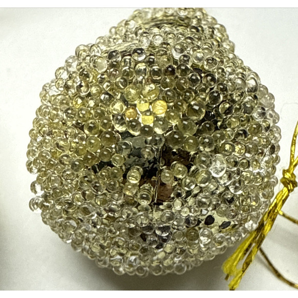 Vtg Lot of 8 Sugar Coated Miniature Pear Apple Ornaments Gold Glass Beaded As Is - Picture 12 of 16